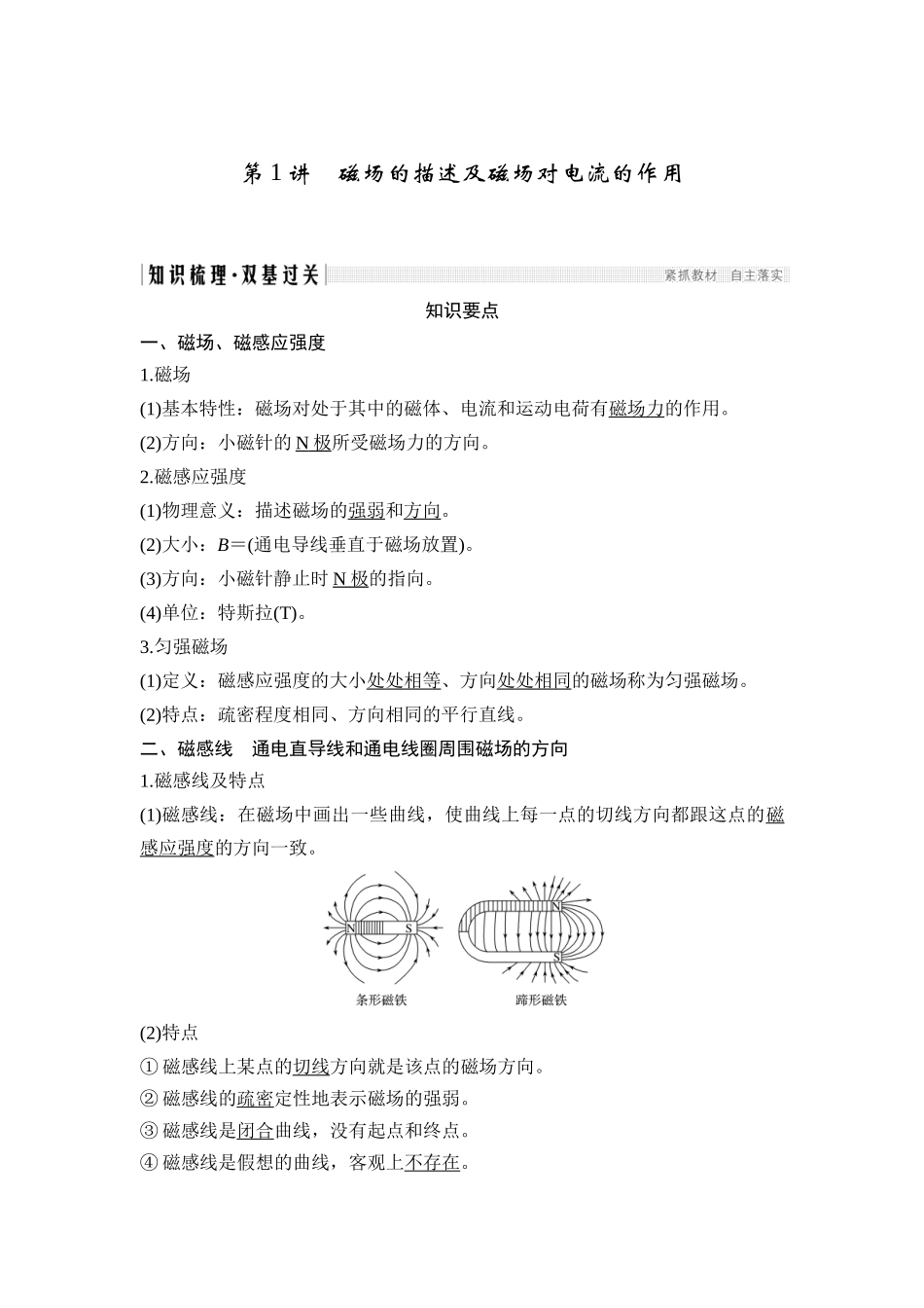 第1讲-磁场的描述及磁场对电流的作用_第2页