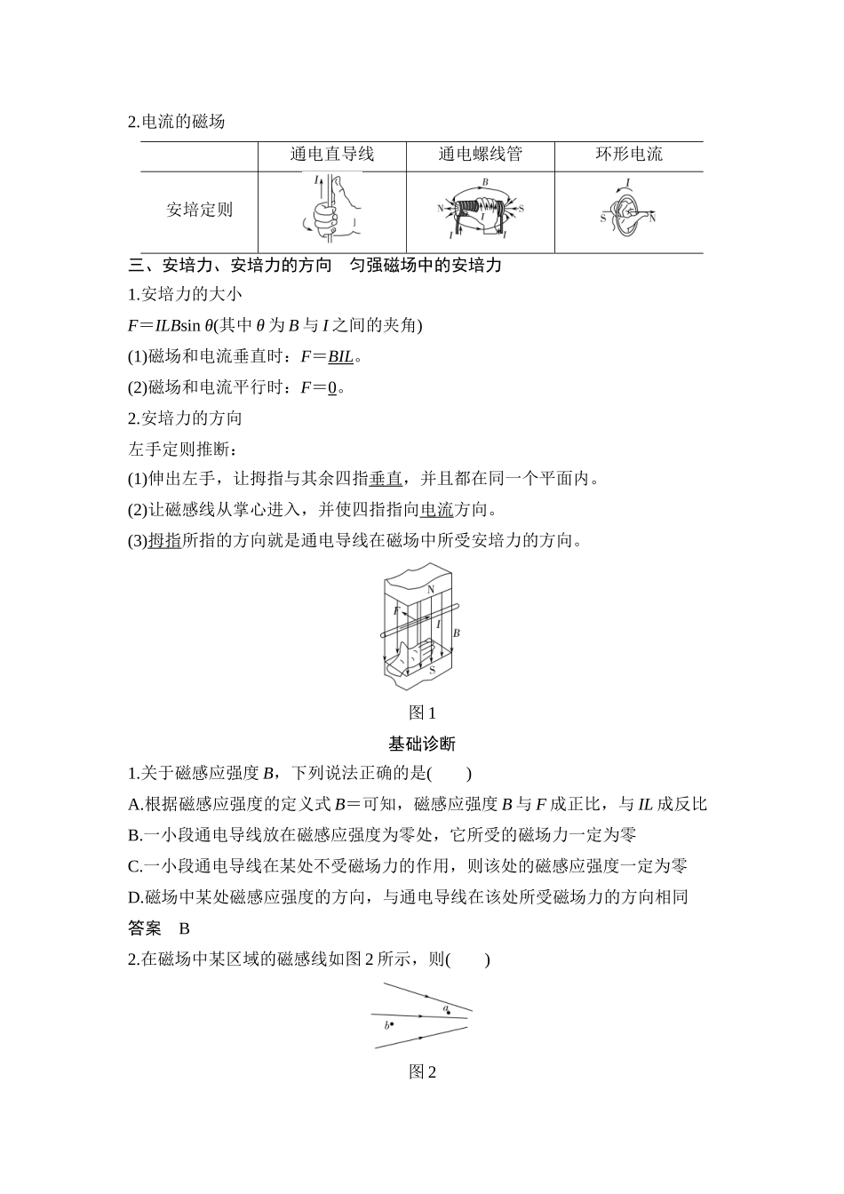 第1讲-磁场的描述及磁场对电流的作用_第3页