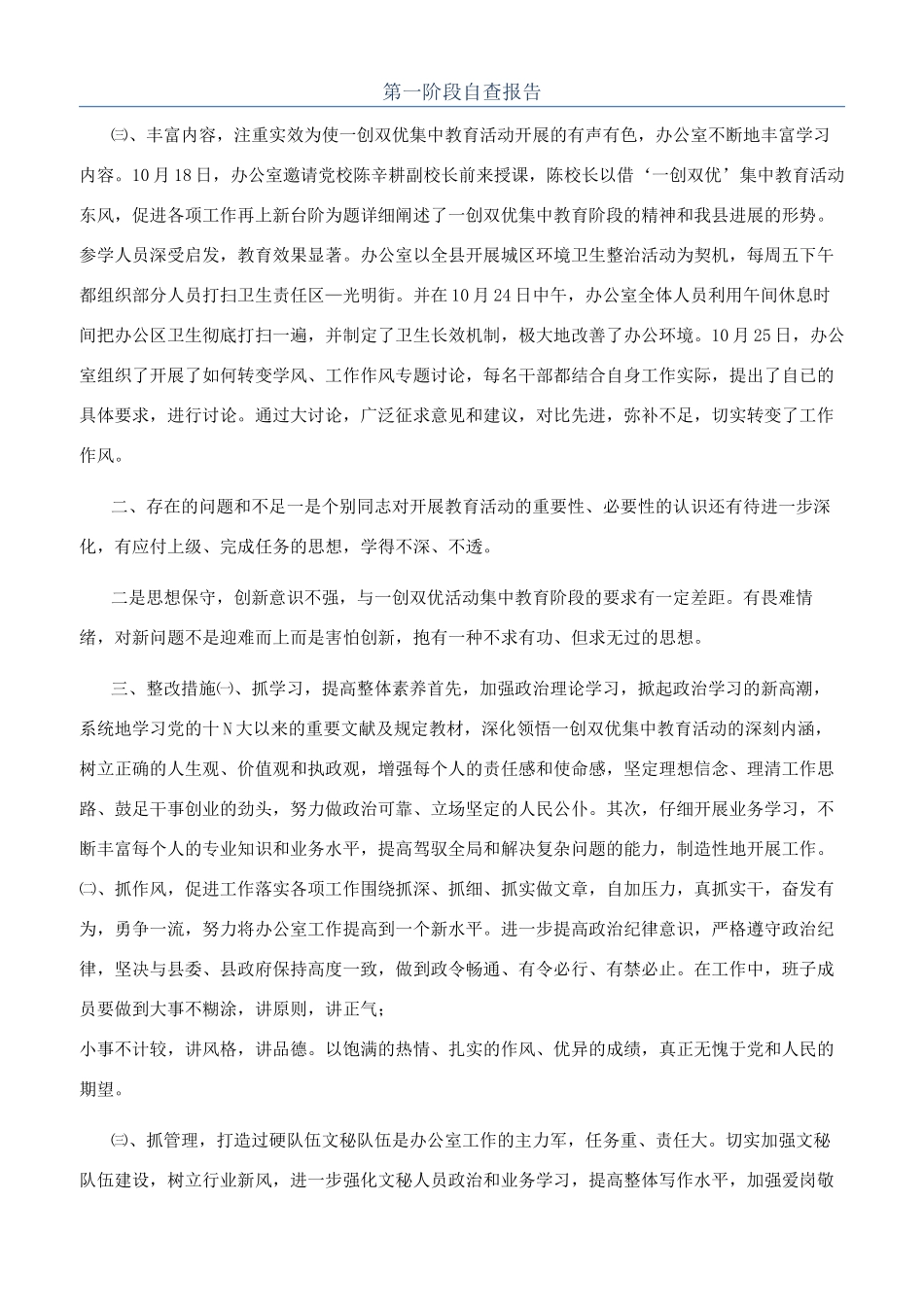 第一阶段自查报告_第1页