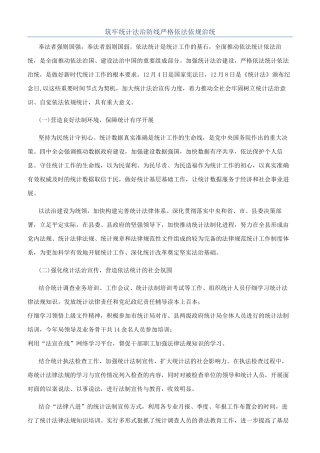 筑牢统计法治防线严格依法依规治统