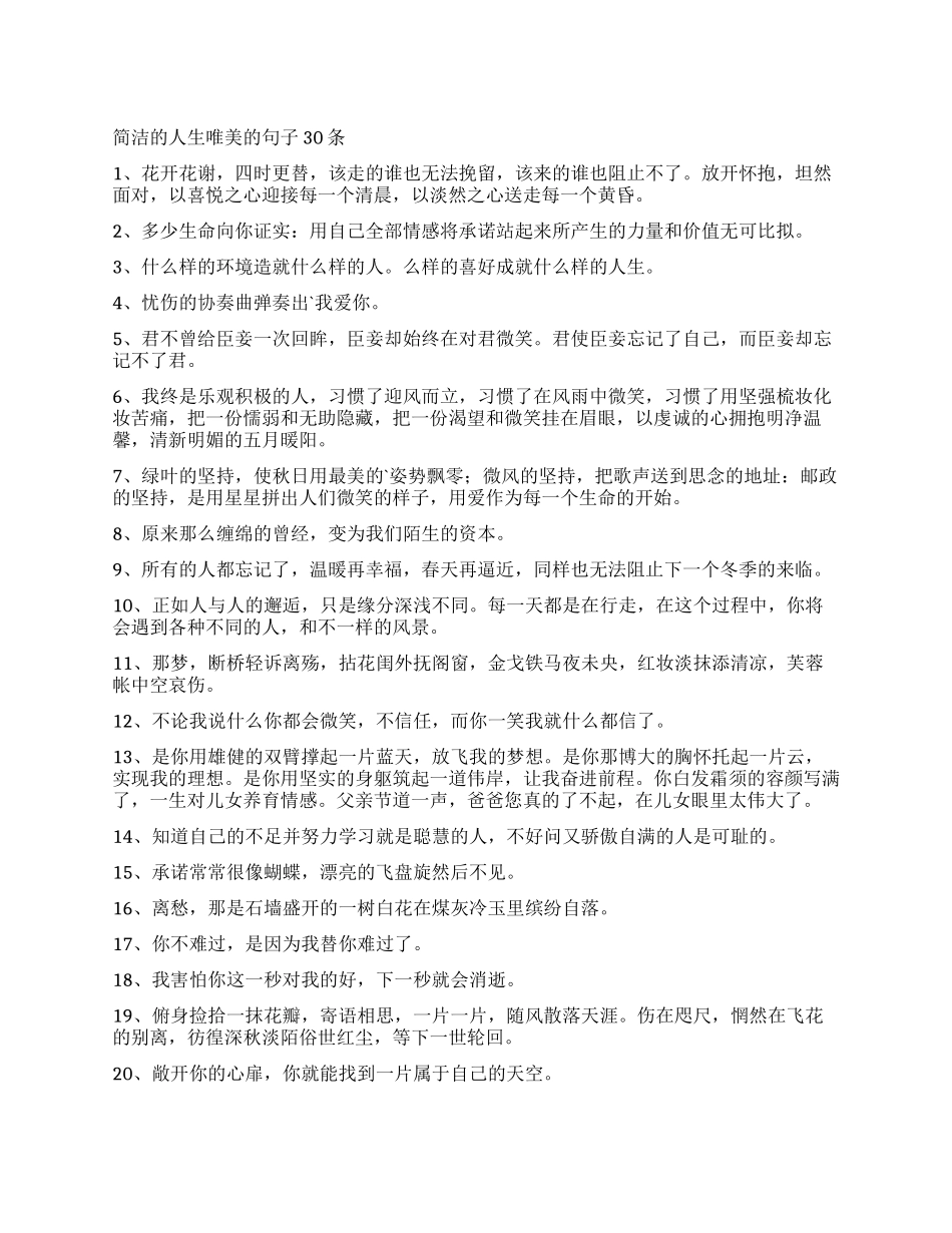 简洁的人生唯美的句子30条_第1页