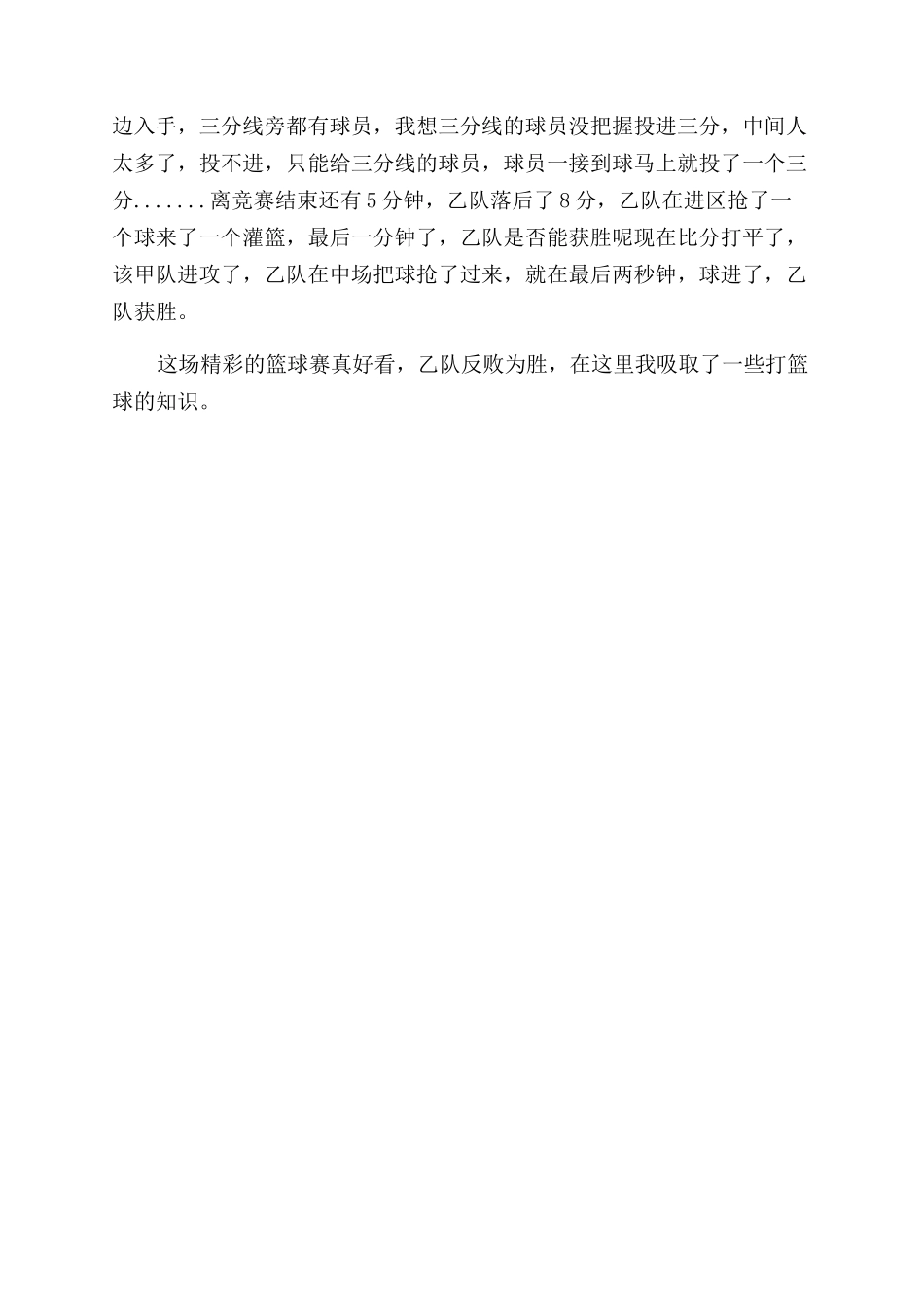 精彩的篮球赛500字作文范文_第3页