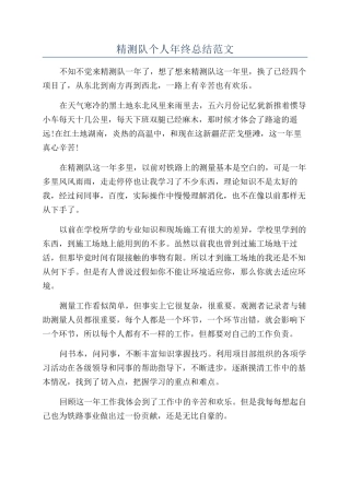 精测队个人年终总结范文