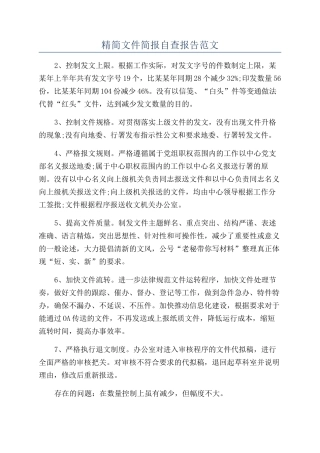 精简文件简报自查报告范文