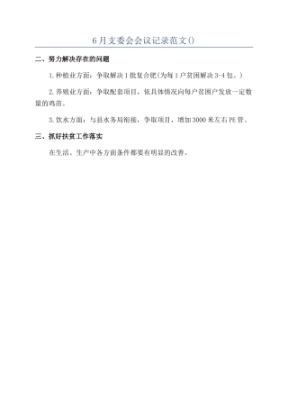 精选-2024年6月支委会会议记录范文
