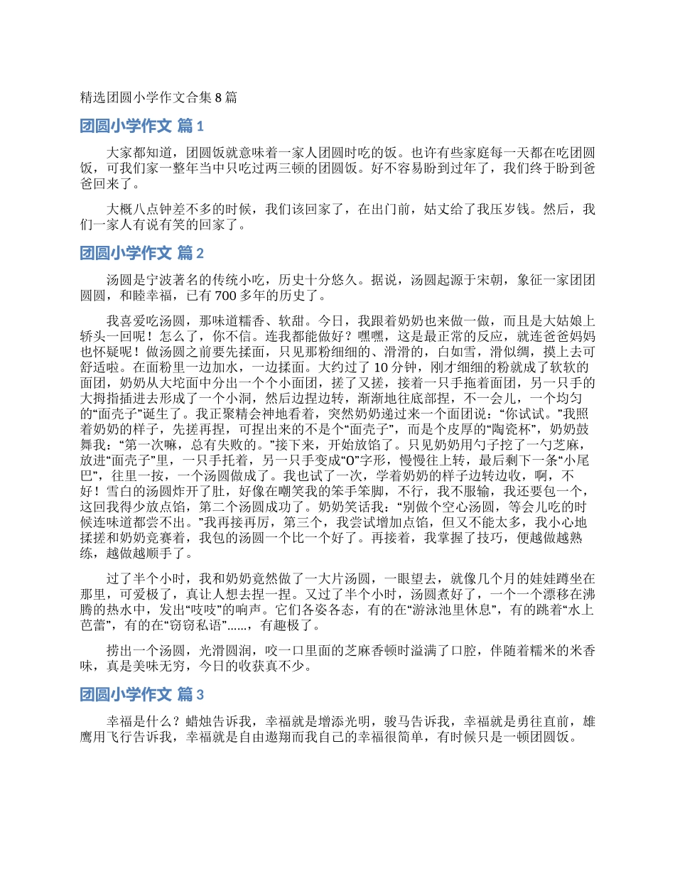 精选团圆小学作文合集8篇_第1页