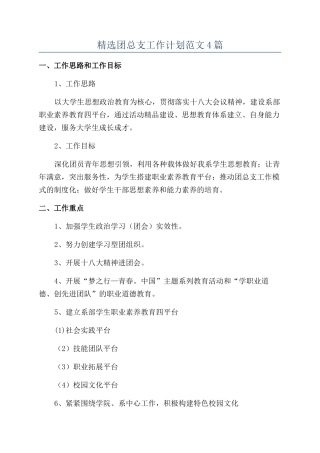 精选团总支工作计划范文4篇