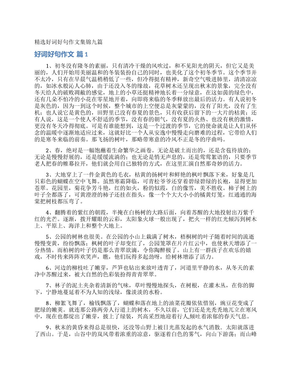 精选好词好句作文集锦九篇_第1页