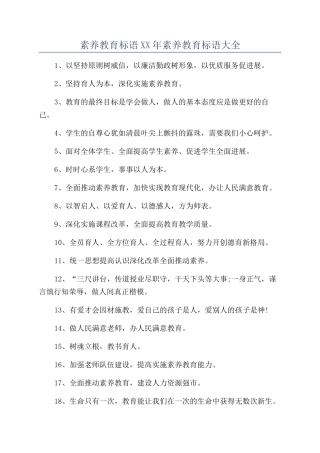 素质教育标语XX年素质教育标语大全