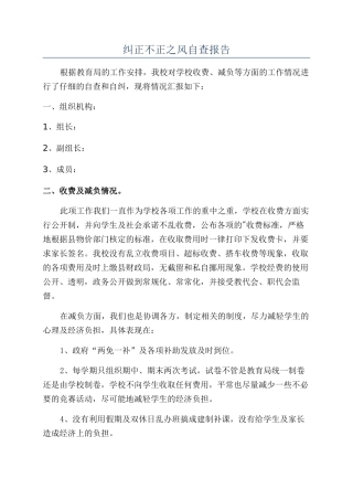 纠正不正之风自查报告