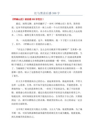 红与黑读后感300字