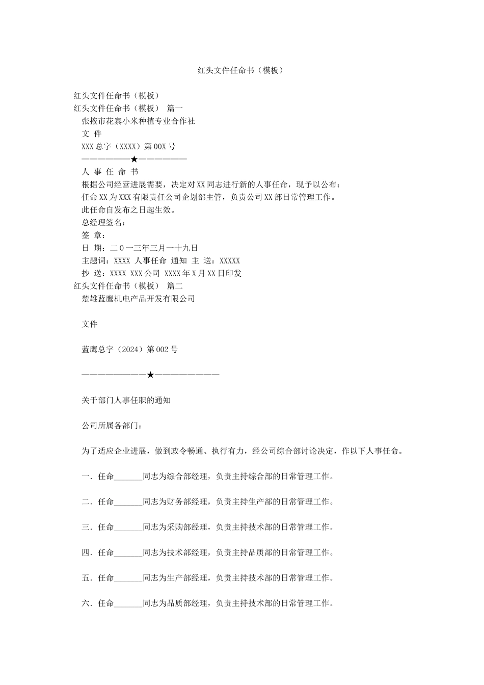 红头文件任命书_第1页