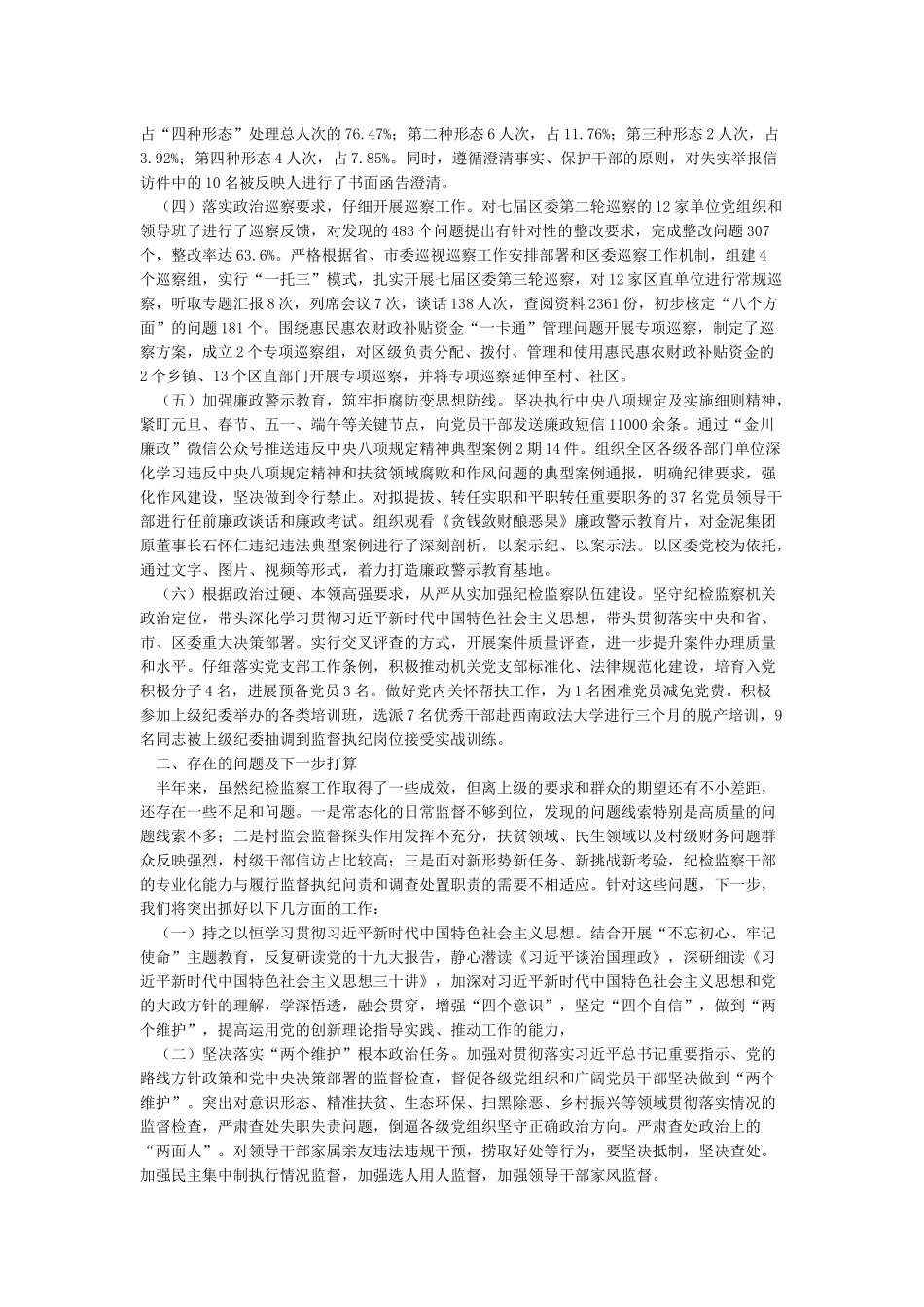 纪委监委2024年上半年度工作总结_第2页