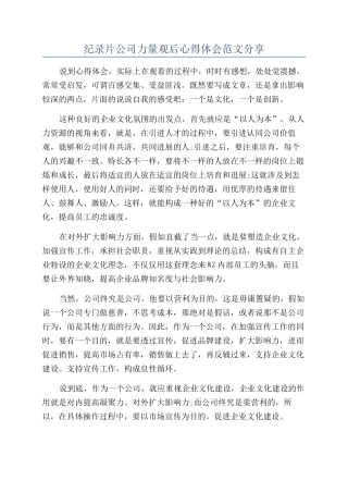 纪录片公司力量观后心得体会范文分享