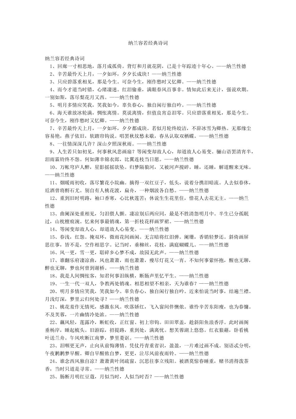 纳兰容若经典诗词_第1页
