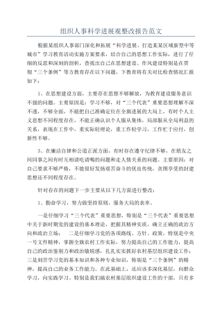 组织人事科学发展观整改报告范文