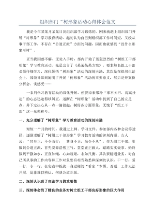 组织部门“树形象活动心得体会范文