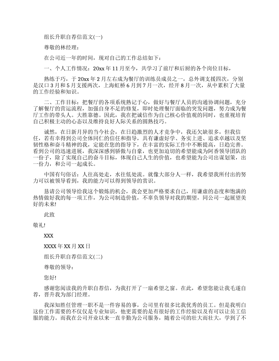 组长升职自荐信怎么写参考范文_第1页