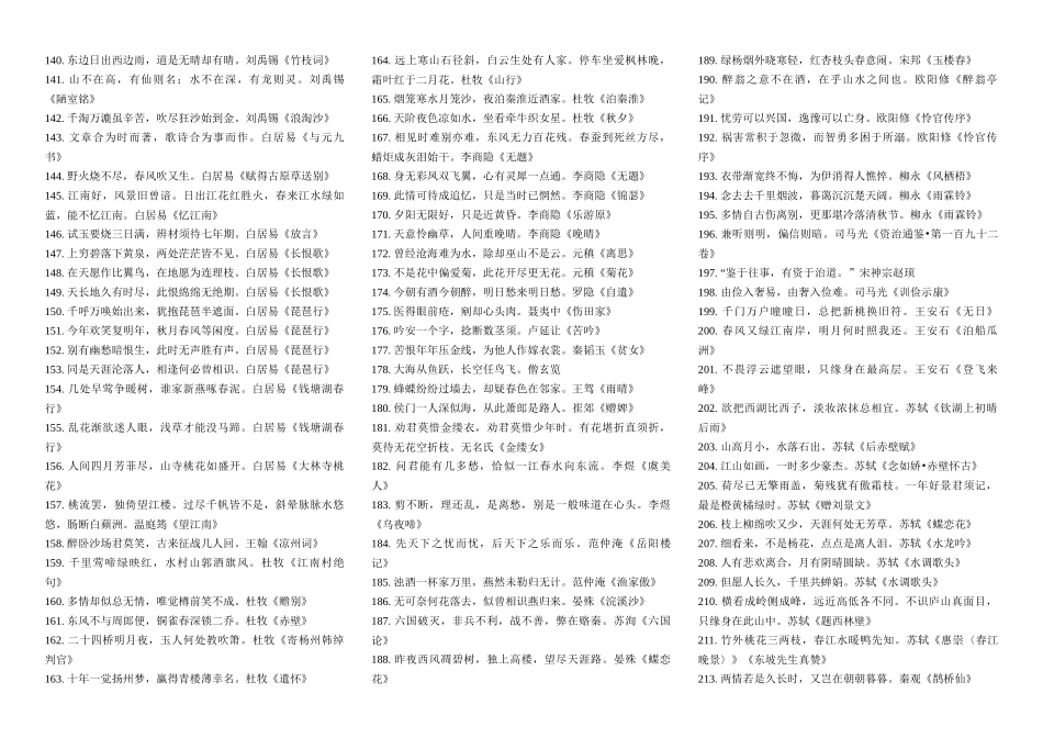 经典古诗文备考300句_第3页