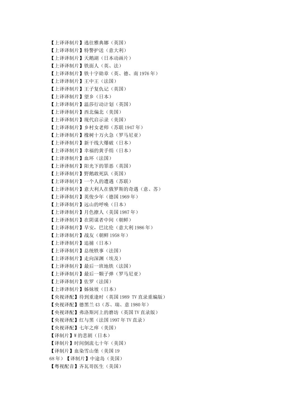 经典译制片国语配音老电影大全127部_第3页