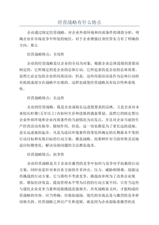 经营战略有什么特点
