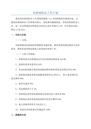 结核病防治工作计划