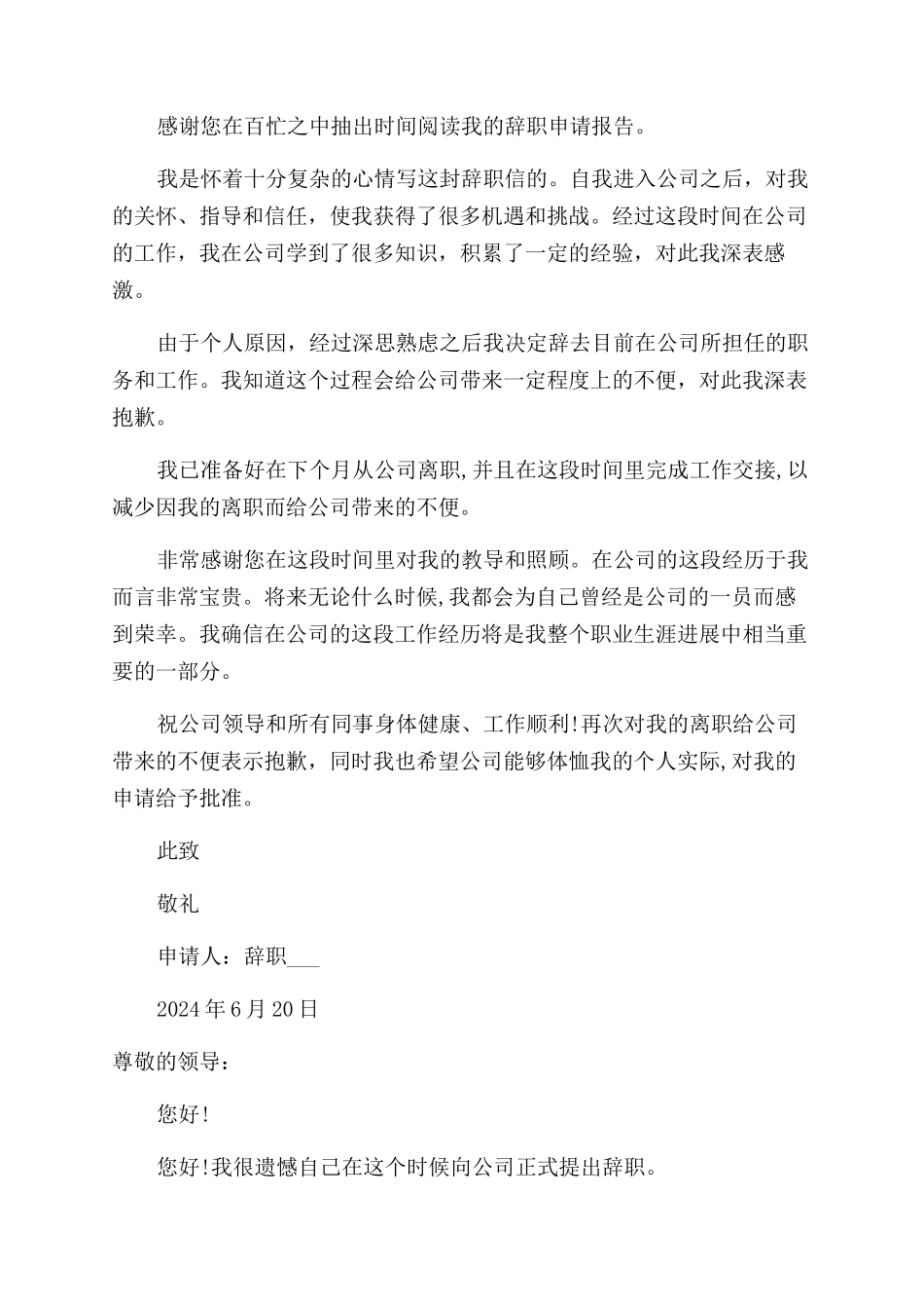 给老板辞职报告范文辞职报告范文写_第3页