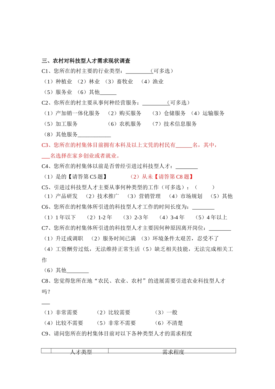 统筹城乡发展进程中农村科技型人才的供求状况调查_第3页