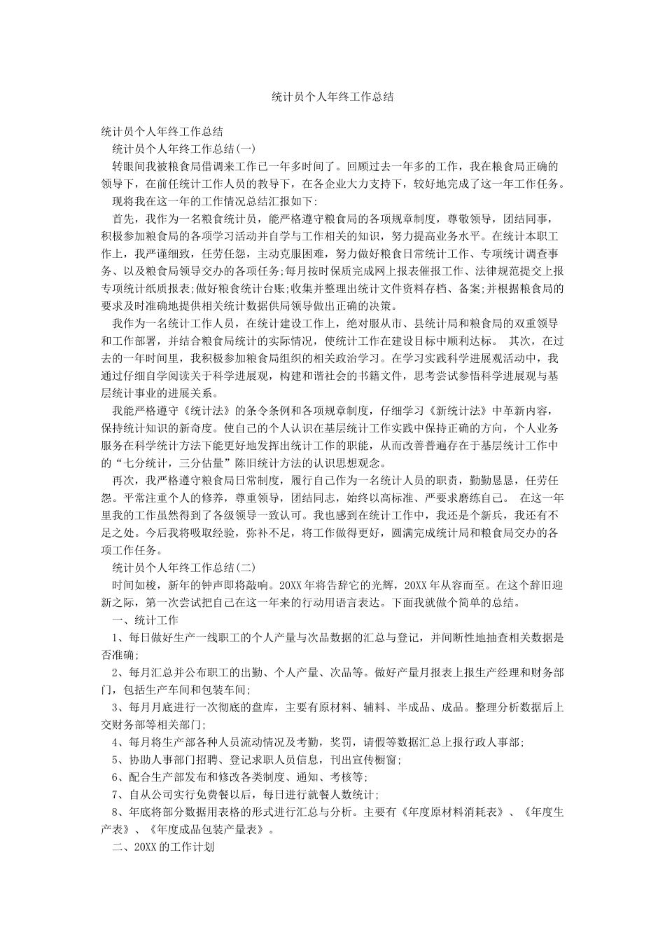 统计员个人年终工作总结_第1页