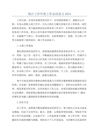 统计工作年度工作总结范文2024