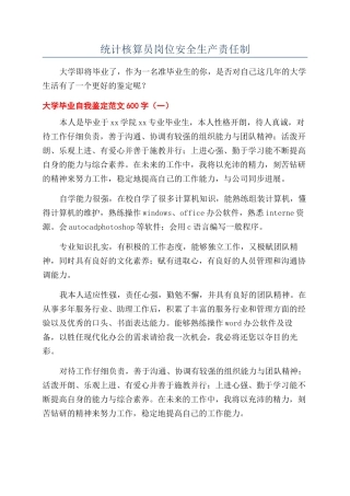 统计核算员岗位安全生产责任制