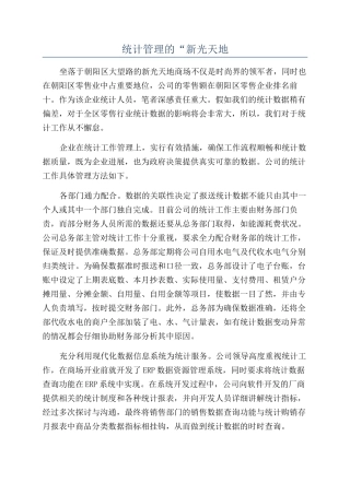 统计管理的“新光天地