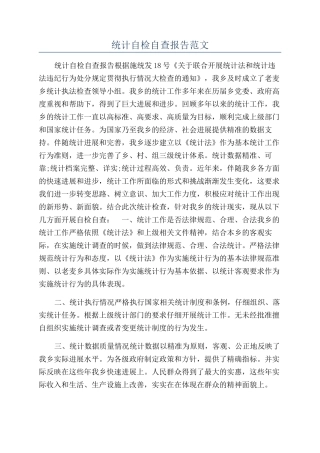 统计自检自查报告范文