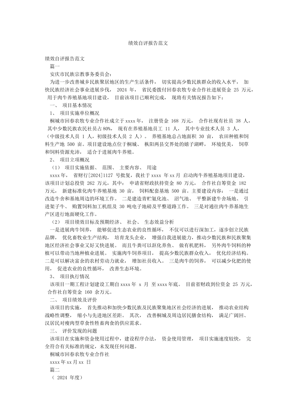 绩效自评报告范文_第1页