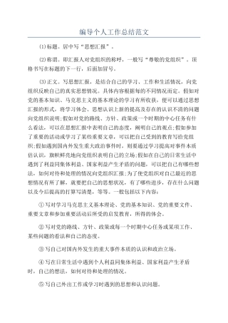 编导个人工作总结范文