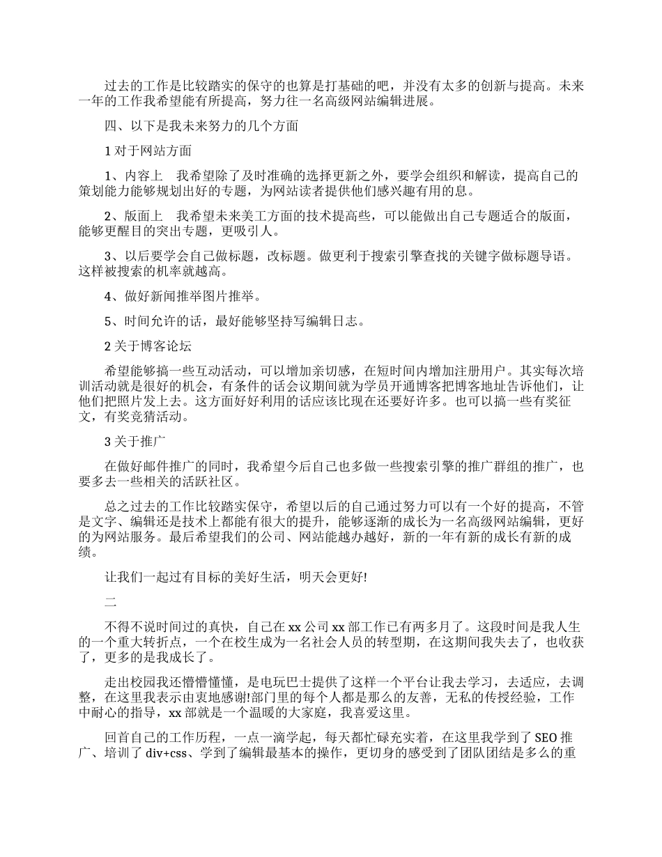 网站编辑职业个人工作总结范文_第2页