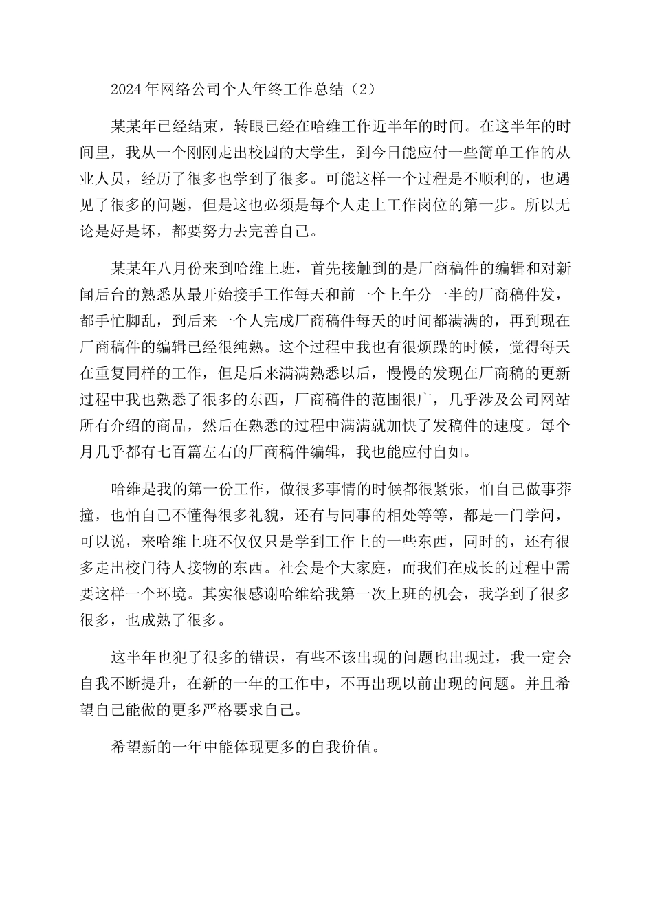 网络公司个人年终工作总结范文_第2页