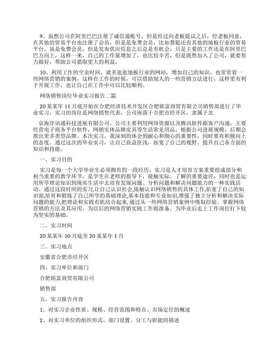 网络销售岗位毕业实习报告总结_第3页