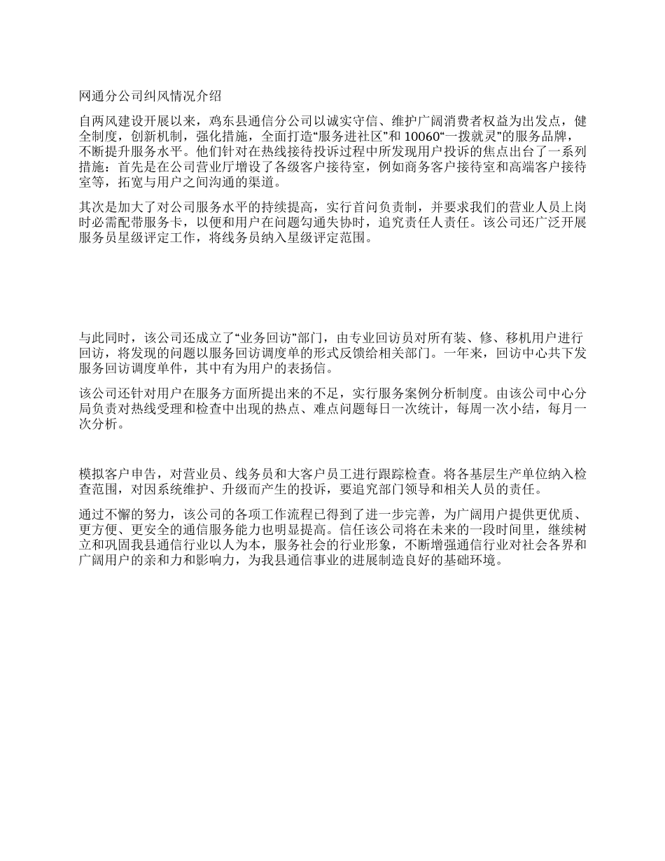 网通分公司纠风情况介绍_第1页