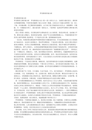 罗切斯特形象分析