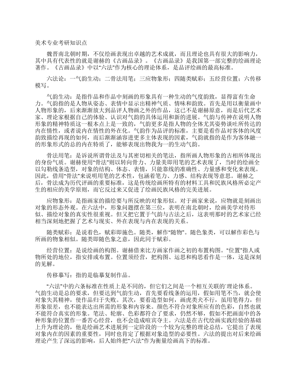 美术专业考研知识点_第1页