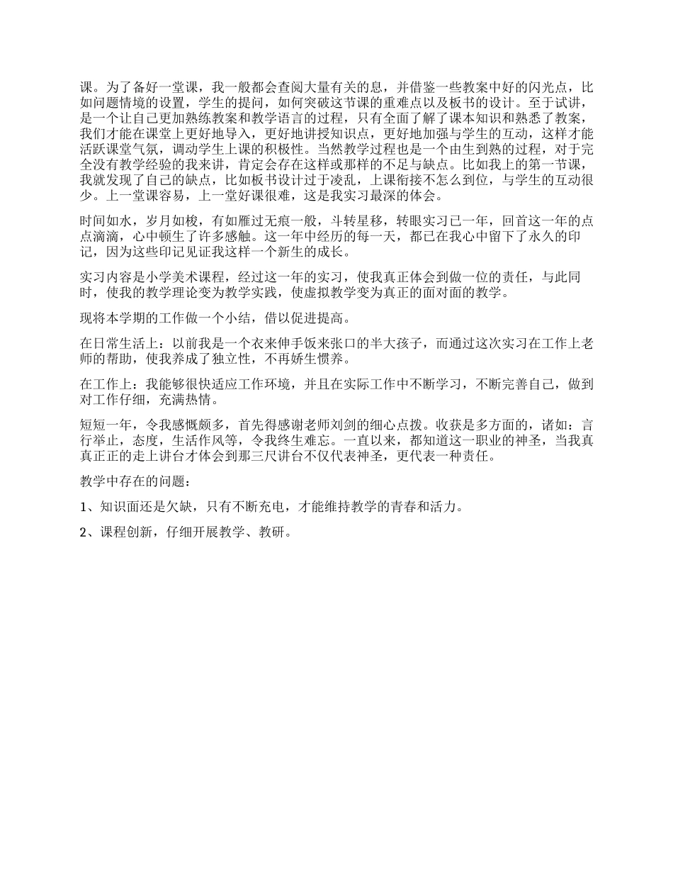 美术教师实习生自我鉴定_第2页