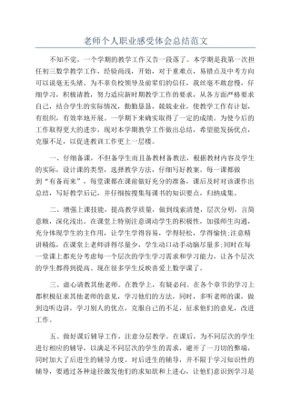 老师个人职业感受体会总结范文