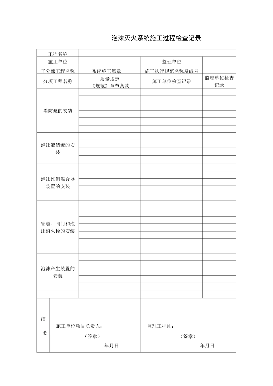泡沫灭火系统验收检查记录_第1页