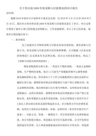 内部审计报告-采购与付款范文