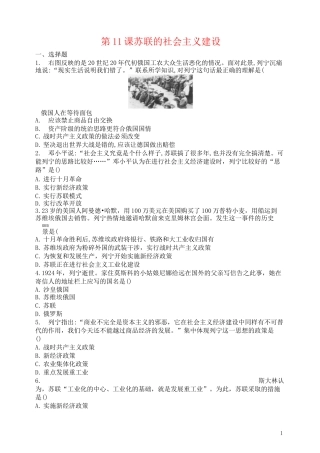 部编本九年级历史下册第11课苏联的社会主义建设练习题