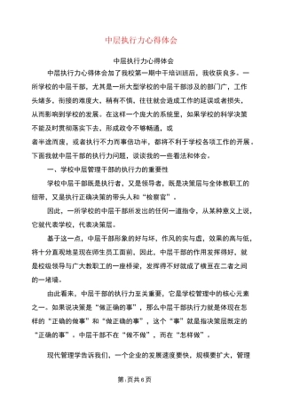 中层执行力心得体会
