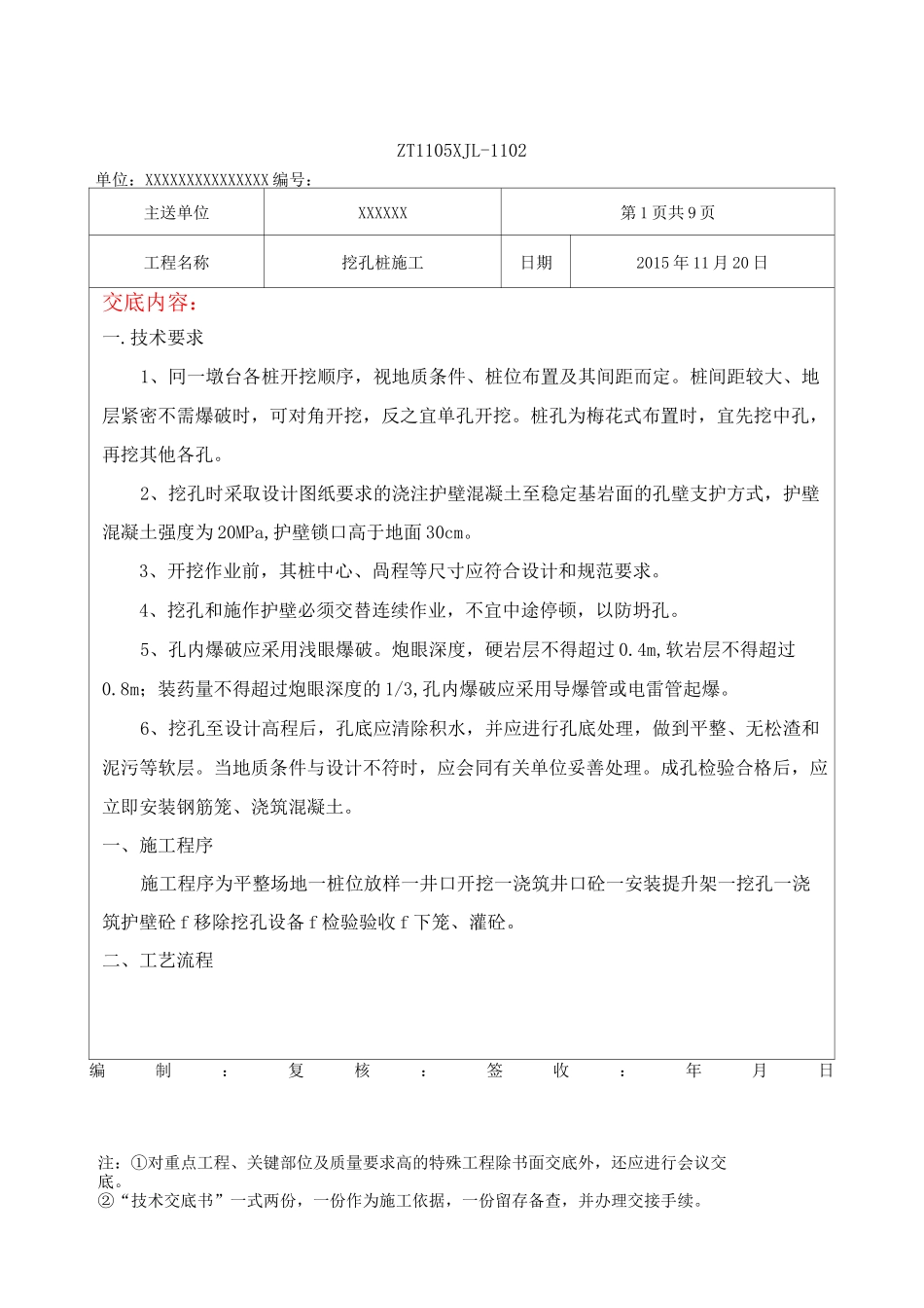 人工挖孔桩技术交底书详解_第1页