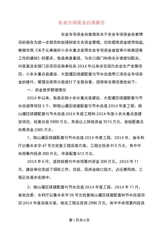 农业专项资金自查报告(完整版)