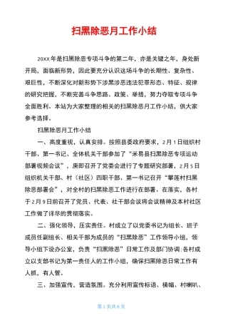 扫黑除恶月工作小结